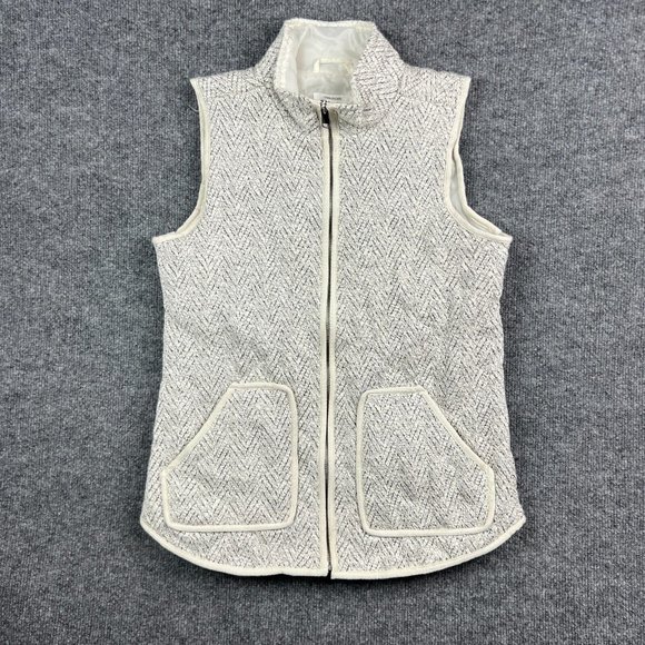 Maurices Jackets & Blazers - Maurices Full Zip Vest Women's XS White Black Knit Mock Neck Pockets Cotton